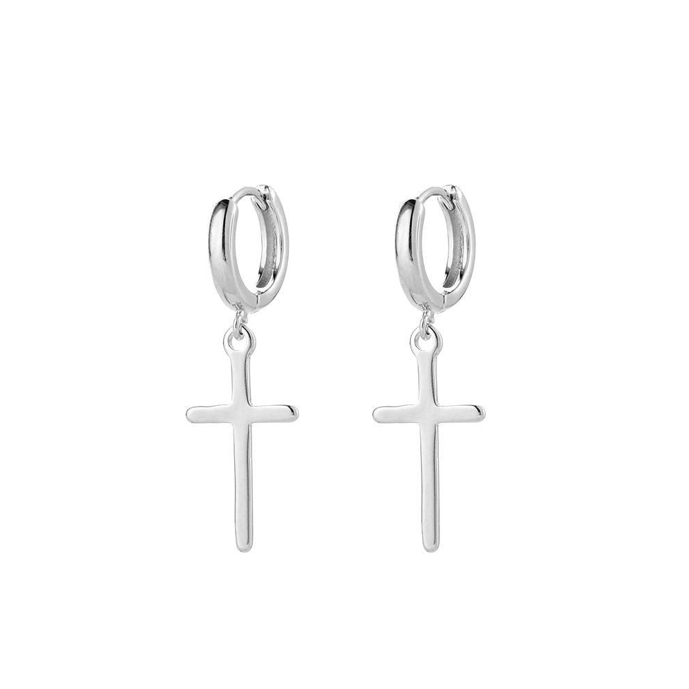 Cercei cruce simpla din argint