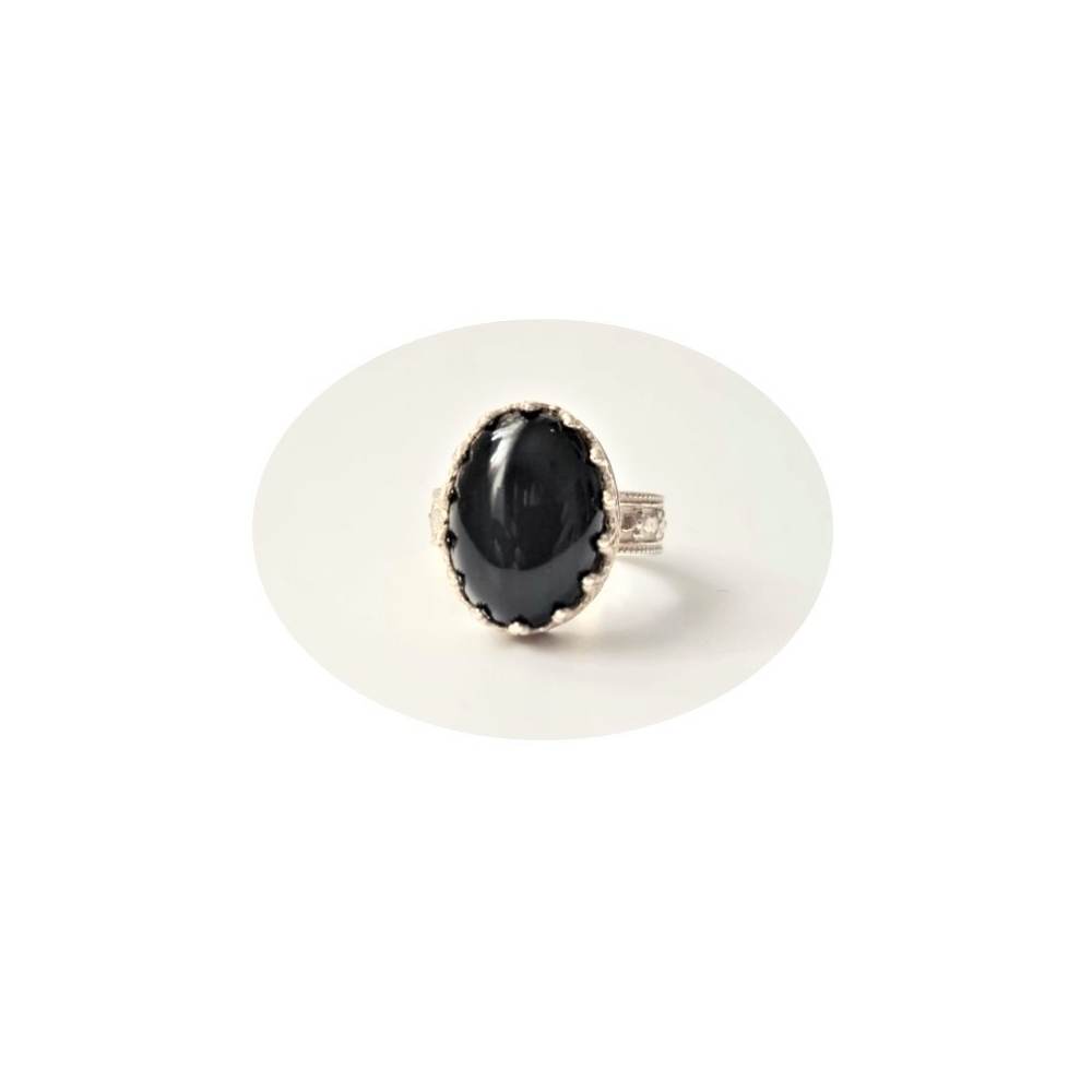 Inel din argint cu onyx negru